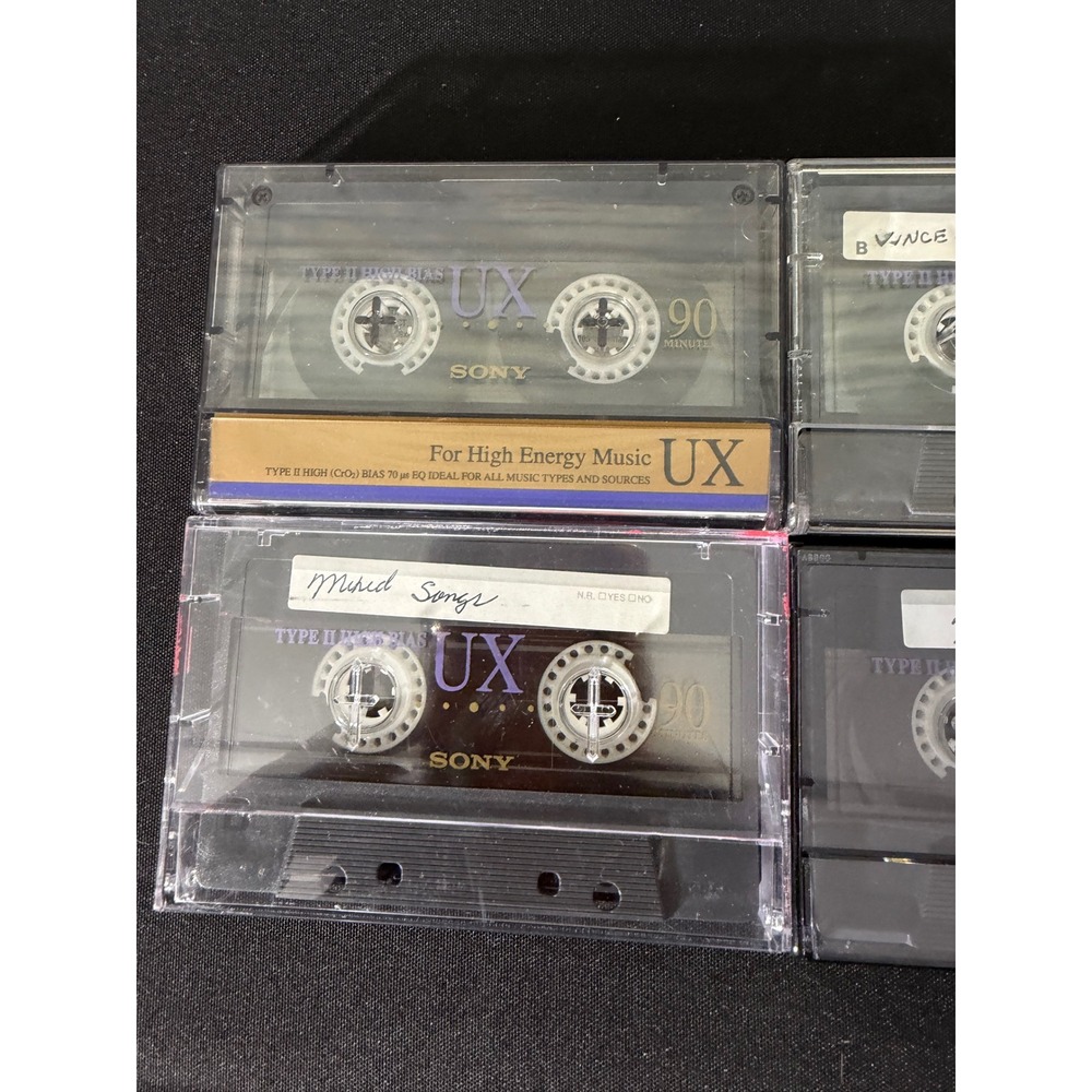 Sony UX 90 Type II High Bias Cassette Tapes 5 Pack 90 Min Black Excellent Used - Picture 2 of 4